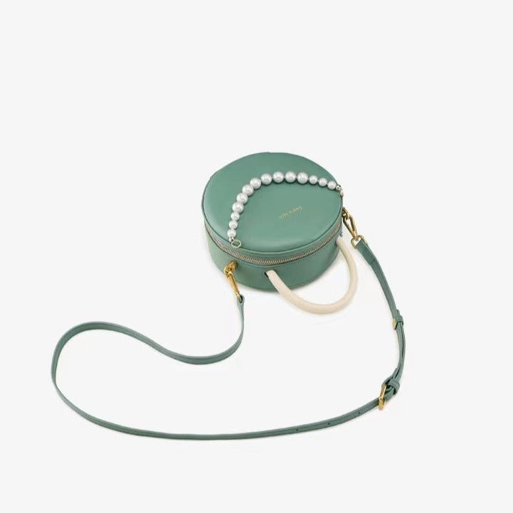 Luxurious Green Leather Circle Bag