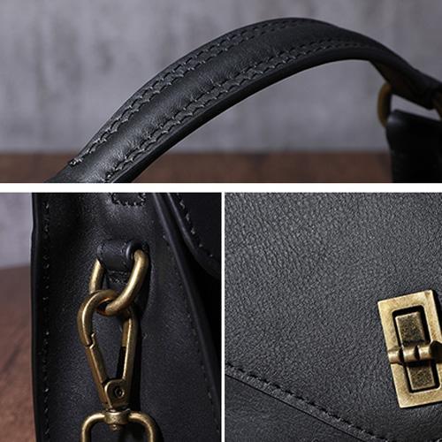 Brown Womens Fashion Leather Satchel Handbag Black Purse Small Satchel Bag for Ladies