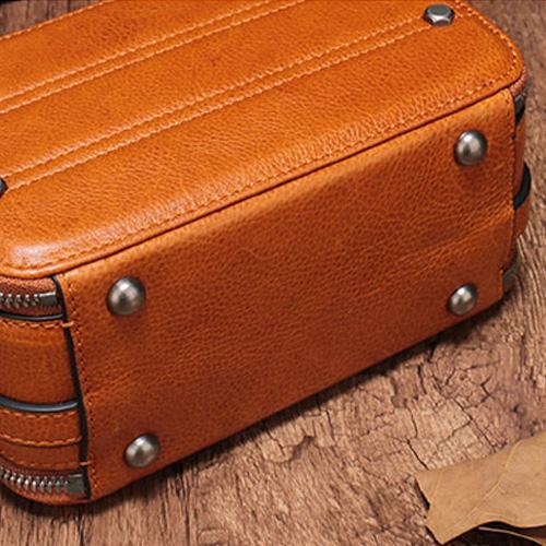 Square Cosmetic Bag With Rivet Leather