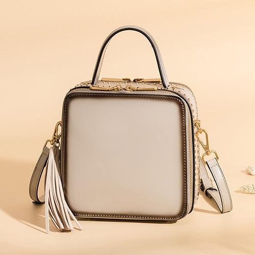 Minimalist White Leather Square Satchel Handbags Womens