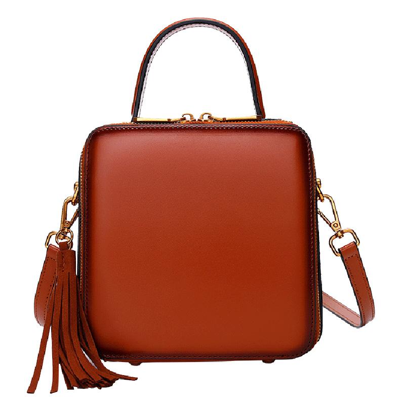 Designer Small Leather Satchel Square Bags Ladies