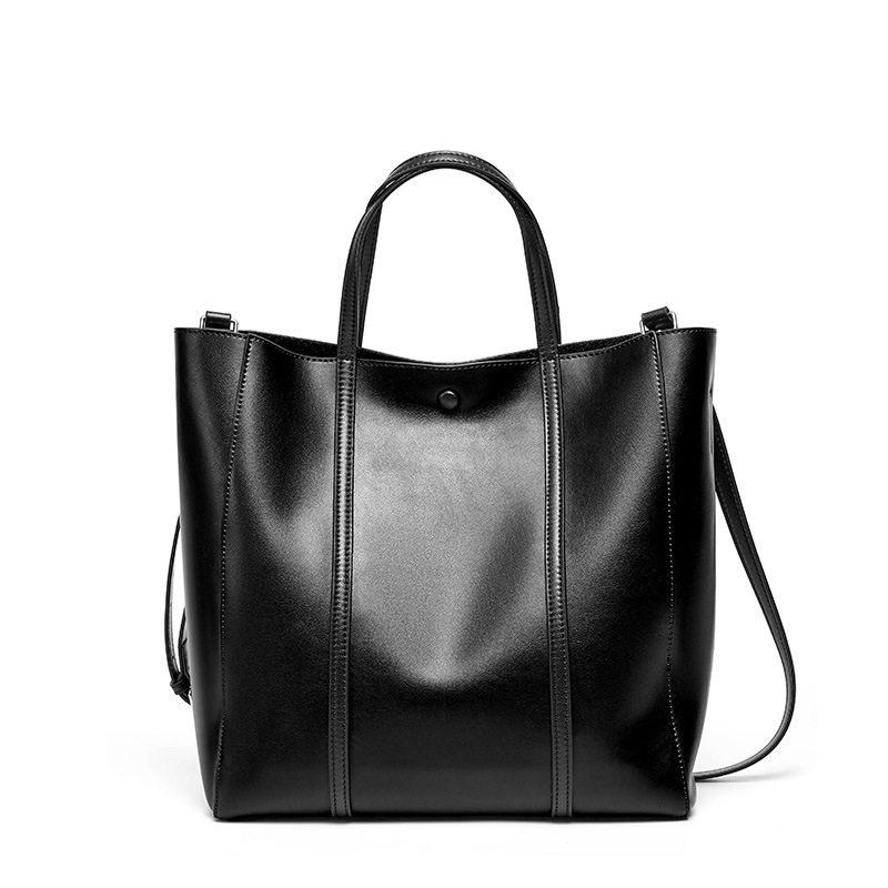 Genuine Leather Vertical 12" Tote Shopper Bags For Work