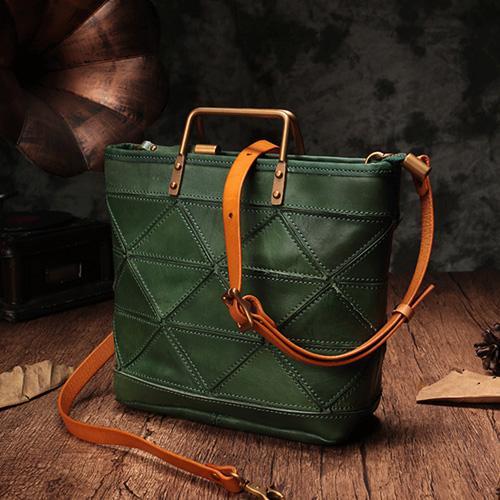 Small Brown Womens Leather Tote Bags Small Tote Handbags Green Shoulder Tote Purse for Ladies