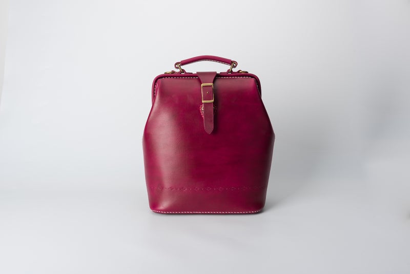 Handmade Womens Red Leather Doctor Backpack Purse Shoulder Doctor Handbag for Women