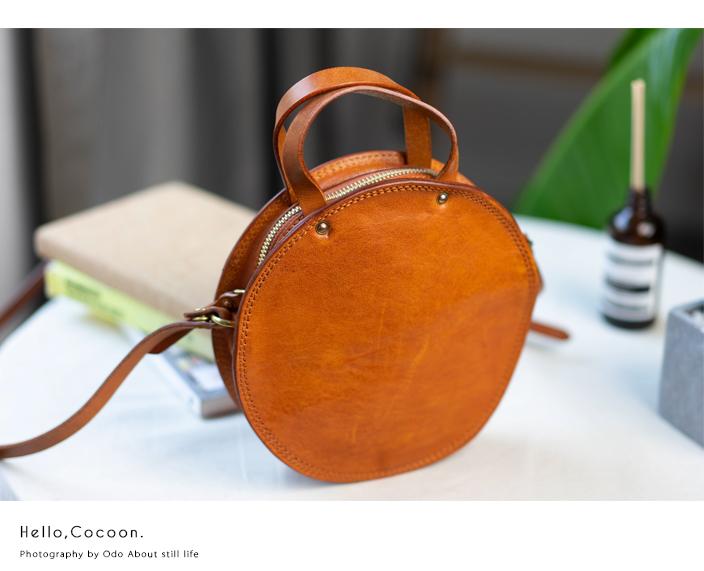 Handmade Womens Tan Leather Round Handbag Purses Tan Round Shoulder Bag Crossbody Purse for Women