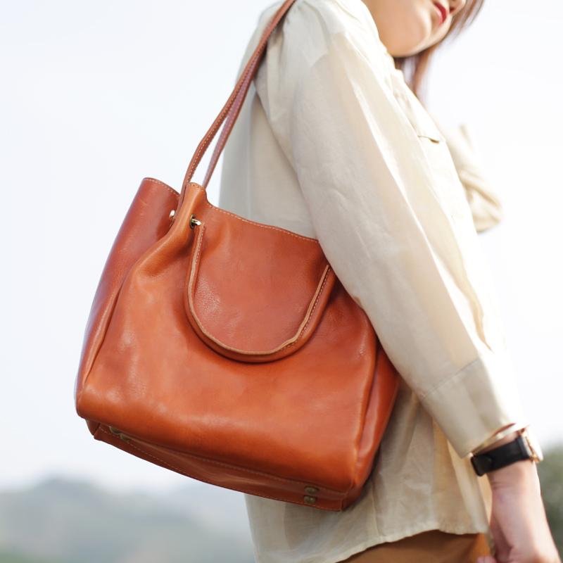 Fashion Soft Womens Tan Leather Handbag Tote Bag Brown Women's Satchel Handbags Shoulder Bag Tote