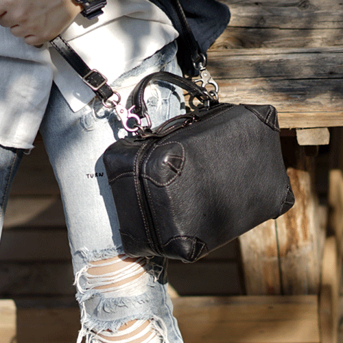 Fashion Womens Black Leather Square Structured Box Handbag Satchel Brown Leather Satchel Shoulder Bag