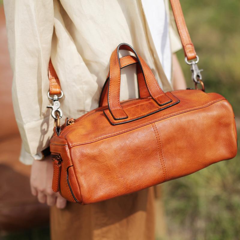 Fashion Soft Tan Womens Leather Handbag Brown Square Shoulder Bag Handbag Purse for Ladies