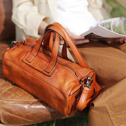 Fashion Soft Tan Womens Leather Handbag Brown Square Shoulder Bag Handbag Purse for Ladies