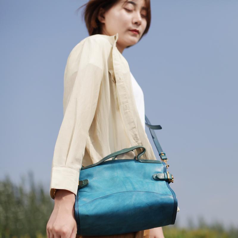 Vintage Soft Tan Womens Leather Handbag Women's Satchel Handbag Purse Shoulder Bag for Women