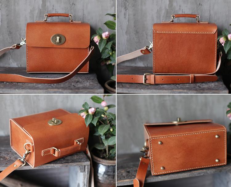 Stylish Square Satchel Vintage Brown Pack Everyday Supplies