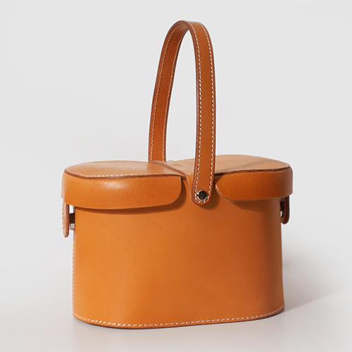 Handmade Vegetable Tanned Leather Bucket Handbags Purses