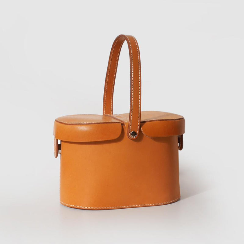 Handmade Vegetable Tanned Leather Bucket Handbags Purses