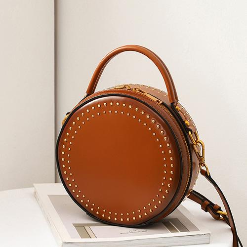 Designer Studded Round Leather Shoulder Bags