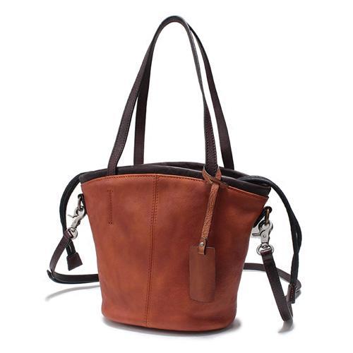 Vintage Womens Brown Leather Bucket Bag