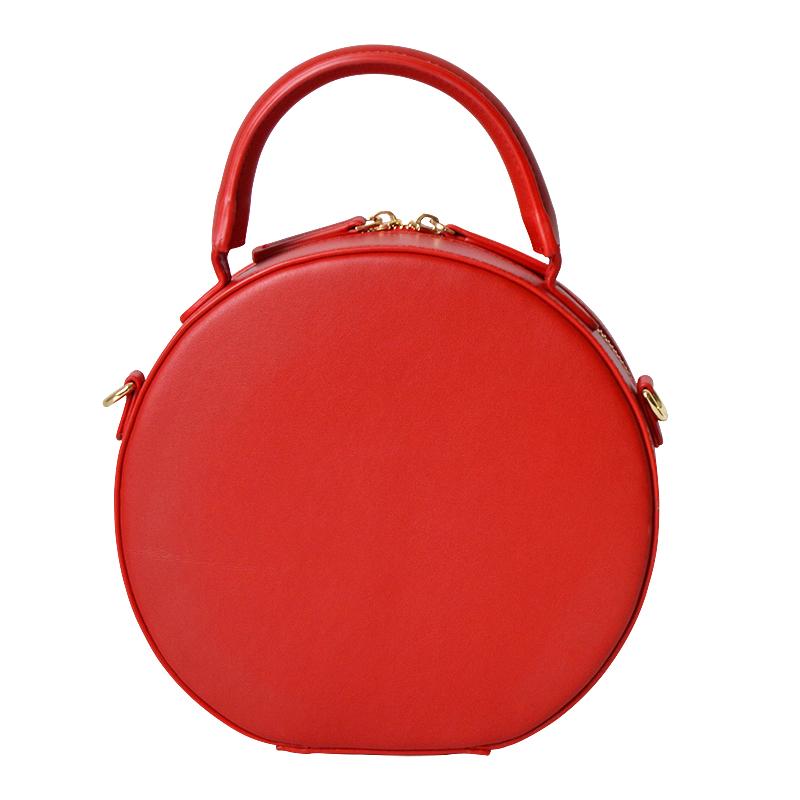 Red Circle Bag Round Leather Purse Bag