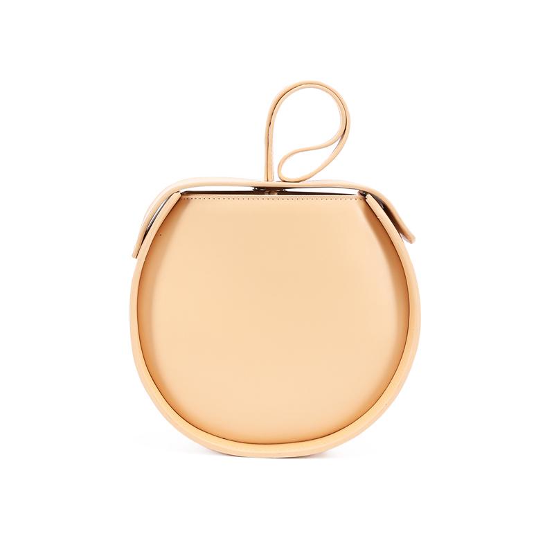 Small Round Leather Circle Clutch Bag Purse