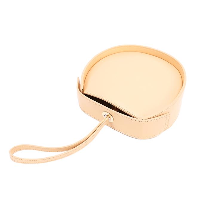 Small Round Leather Circle Clutch Bag Purse