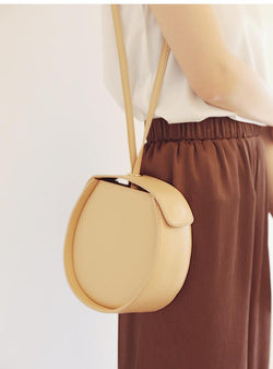 Elegant Small Round Leather Shoulder Bag