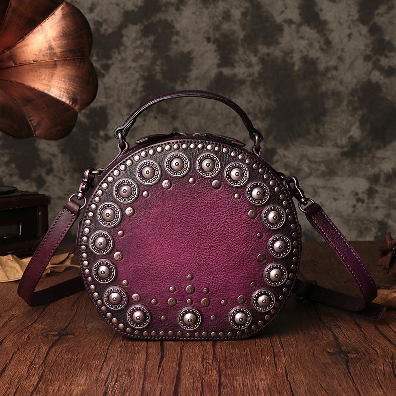 Unique Leather Circle Round Shoulder Bags