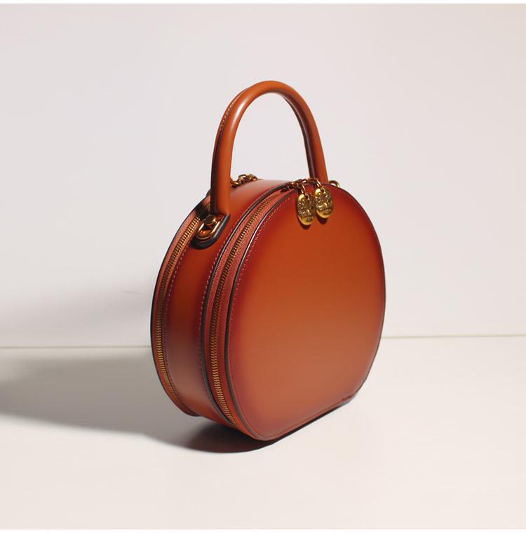 Leather Circle Round Shouler Bags Purses