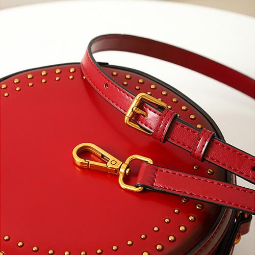 Studded Leather Round Circle Cross Body Bag