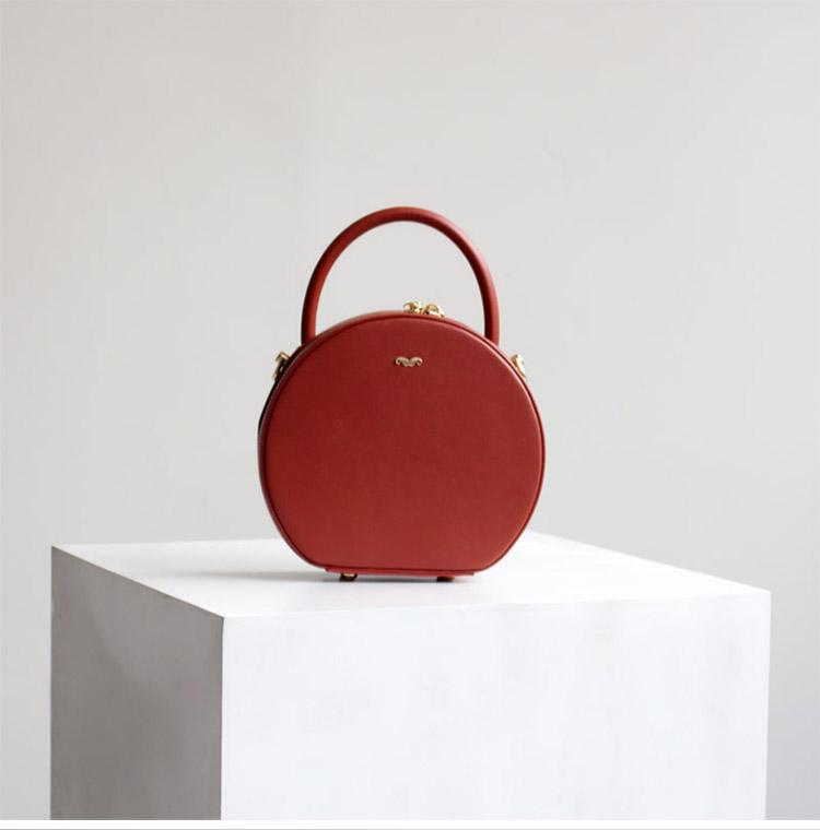 Leather Circular Round Handbags Purse