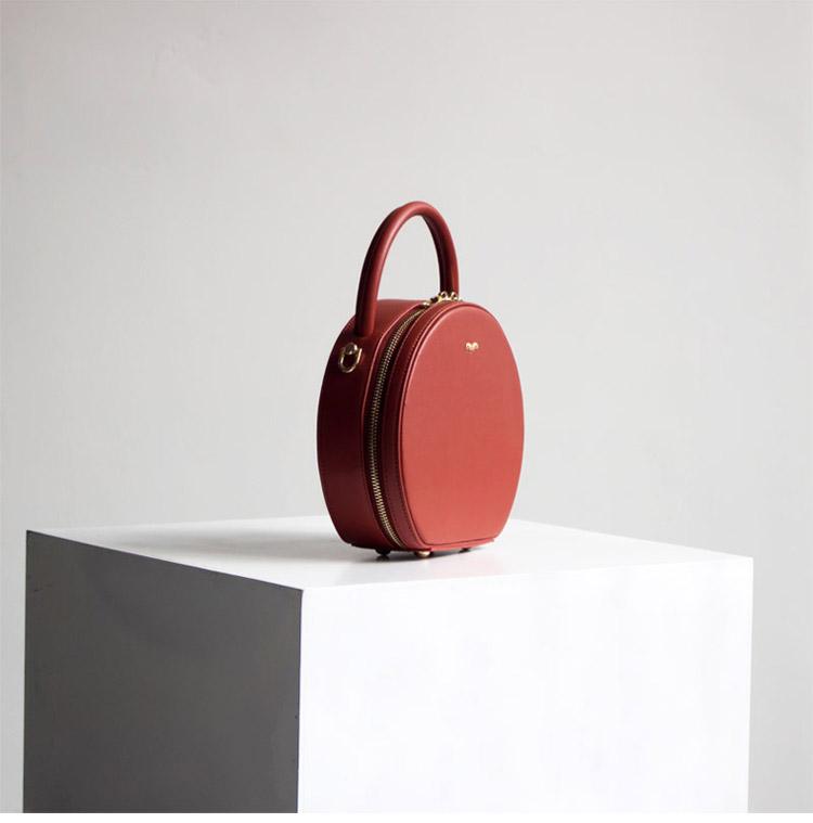 Minimalist Leather Circular Handbags Womens