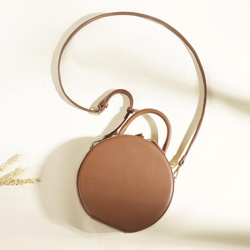 Red Circle Bag Round Leather Purse Bag