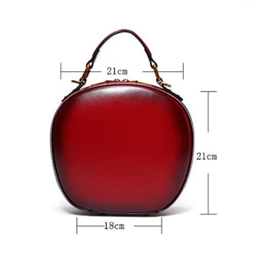 Red Leather Circle Shoulder Bags Fashion Purse Women