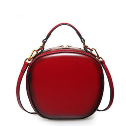 Fashion Red Leather Circle Shoulder Bags