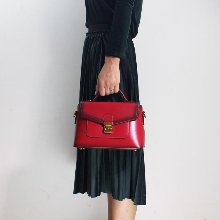 Designer Stylish Red Leather Satchel Handbags Ladies