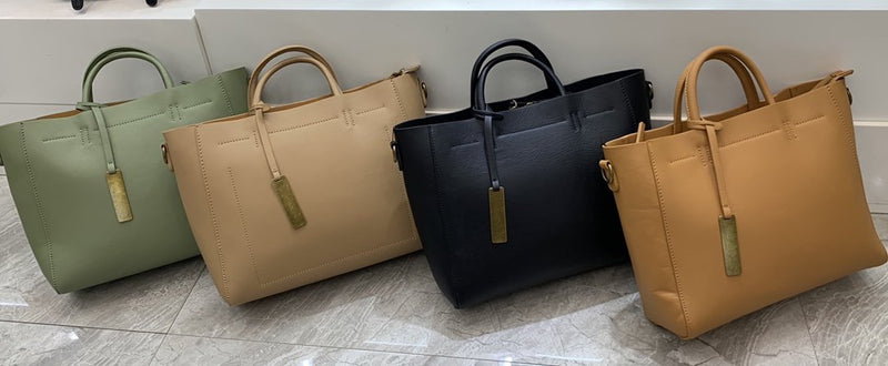 Minimalist Leather Tote Briefcase Handbags