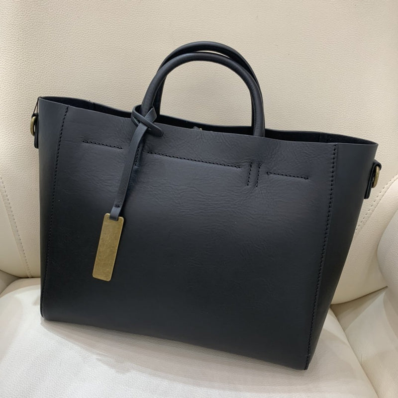 Minimalist Leather Tote Briefcase Handbags