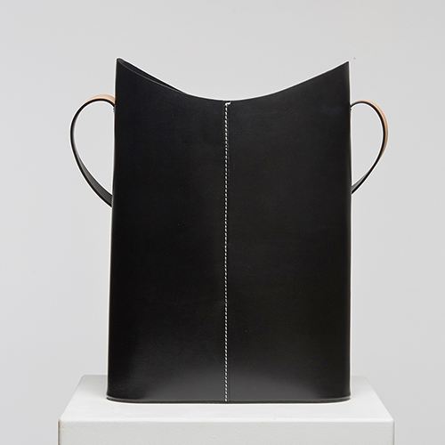 Minimal Black Leather Vertical 13" Tote Bag For Work