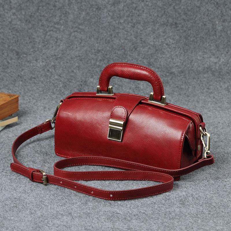 Female Leather Small Doctor Style Bags Purses