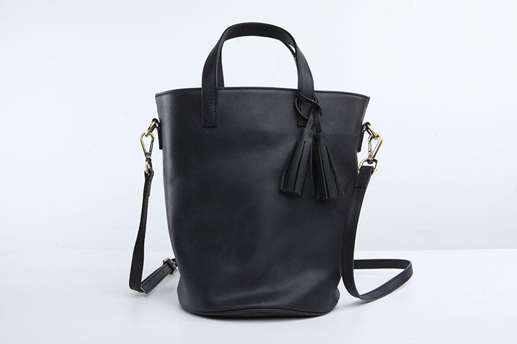 Stylish Leather Women Large Bucket Handbag