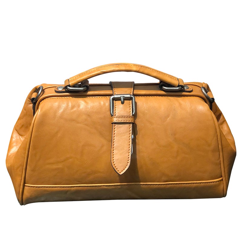 Vintage Womens Brown Leather Doctor Handbag Purse Handmade Doctor Shoulder Bag for Women
