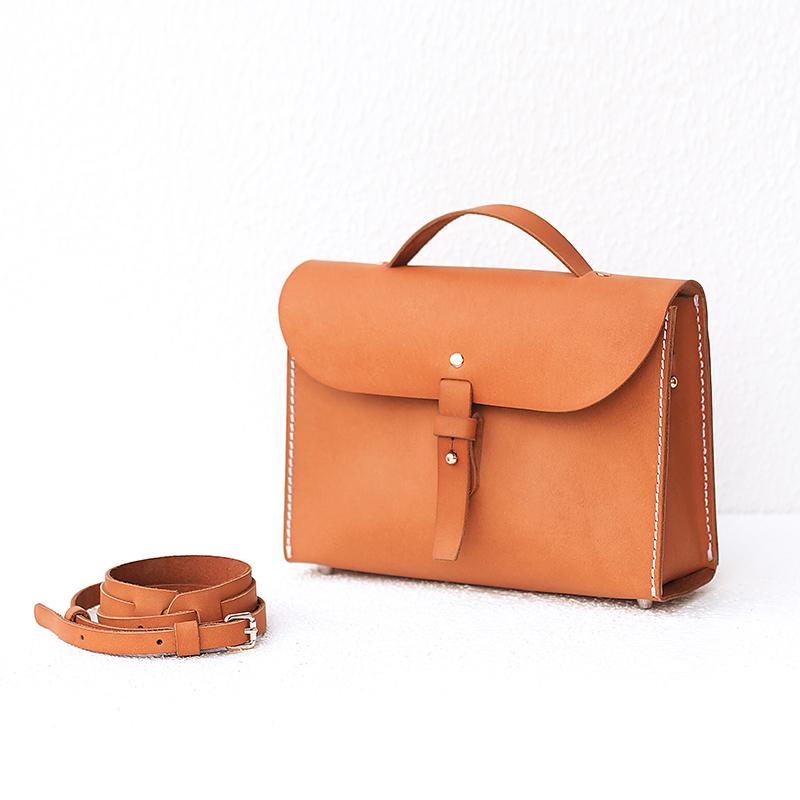 Womens Handmade Leather Satchel Handle Bags Purse