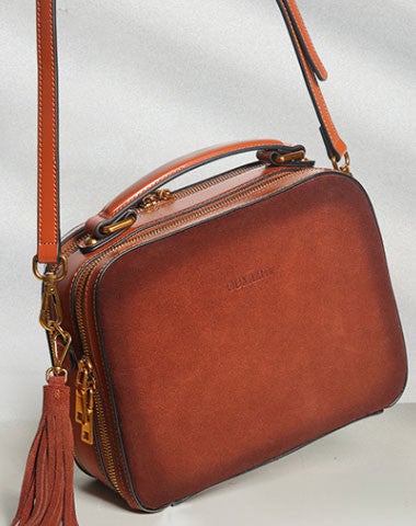 Brown Genuine Leather handbag shoulder bag for women leather Side bag