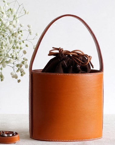 Handmade Leather Barrel bag shopper bag for women leather handbag shoulder bag