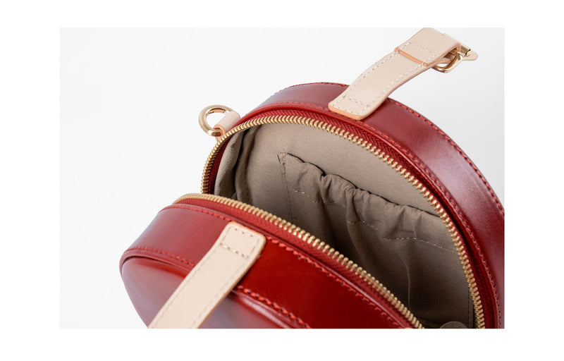 Handmade Leather Circle Clutch Bag Purse