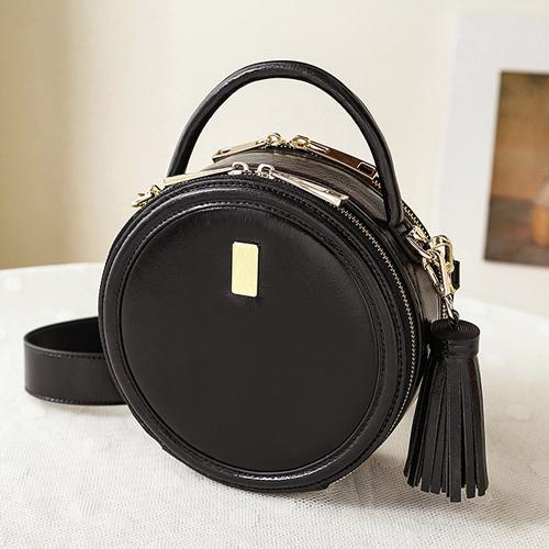 Vintage Small Round Leather Crossbody Bags