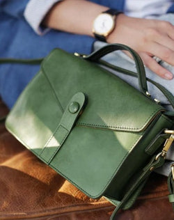 Green Womens Leather Satchel Side Bag Handbag Womens Leather Satchel Shoulder Bag Small Crossbody Bag