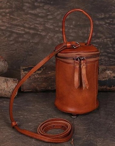 Mini Barrel Purse Leather Bucket Handbags For Womens