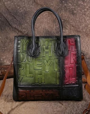 Vintage Color Block Women Leather Tote Handbags Shopping Bag Purse Handbags Shoulder Bags