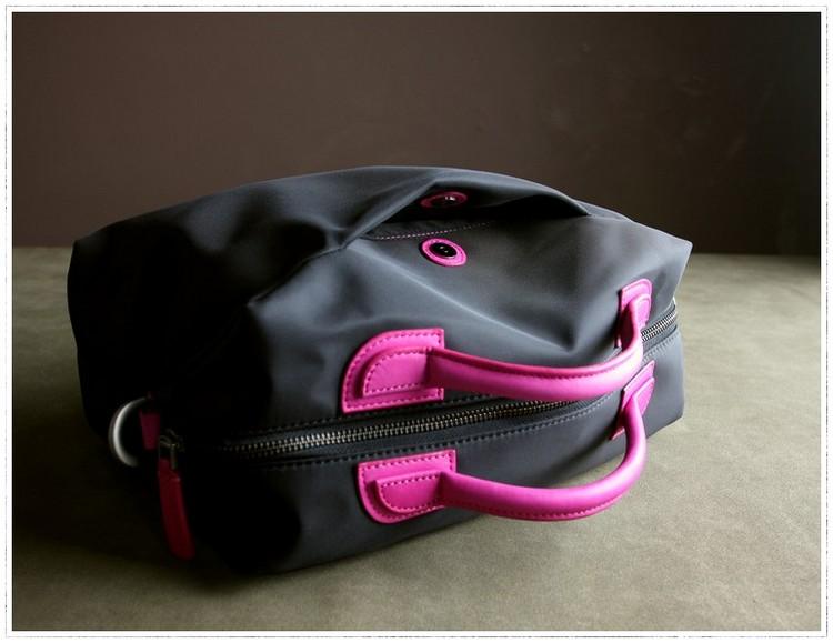 Small Womens Black Nylon Leather Crossbody Handbag Purse Cube Black Nylon Shoulder Bag Purse for Ladies