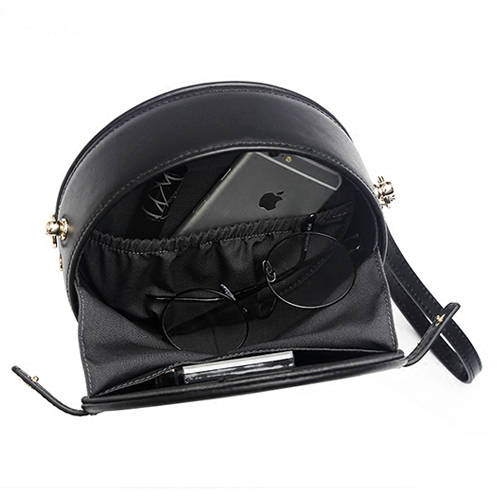 Compact Circle Leather Crossobdy Bag