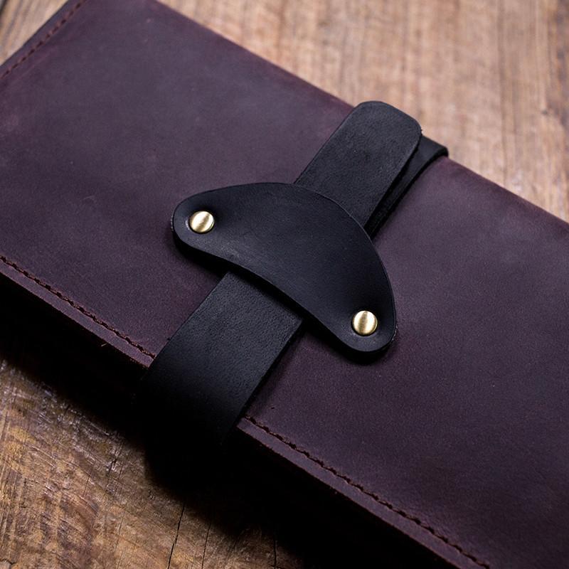 Genuine Leather Wallet Vintage Womens Long Folded Wallet Clutch Phone Purse Clutch