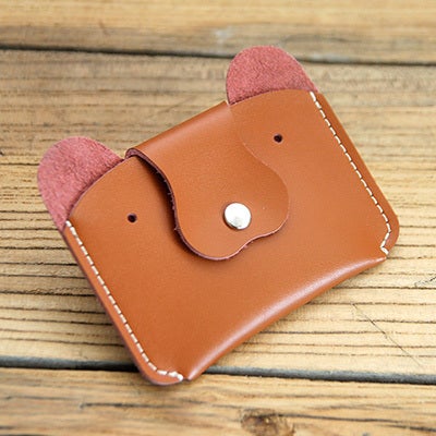 Cute White Leather Puppy Shape Card Wallet for Girls